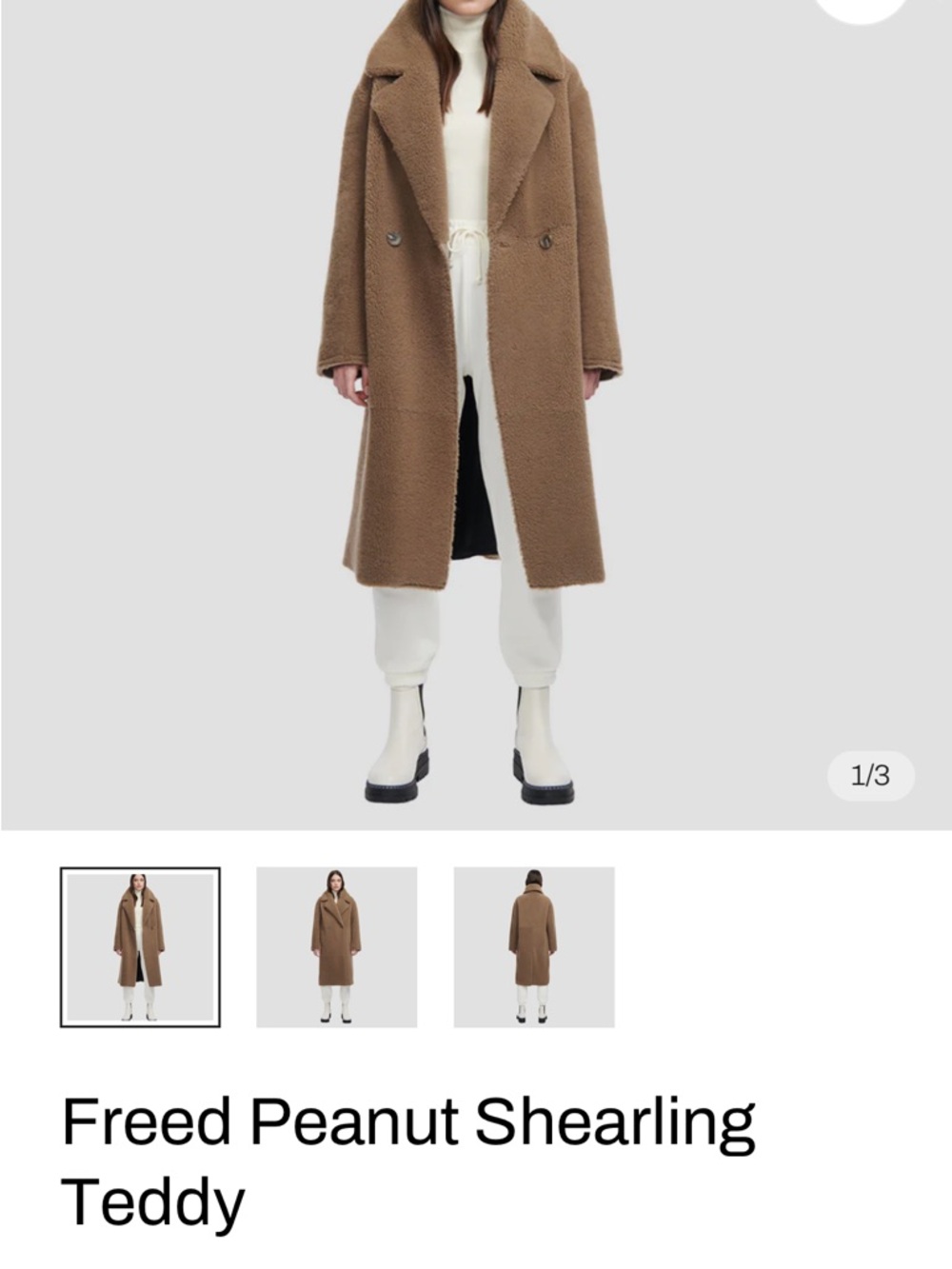 HiSO  genuine Shearling Teddy Coat - Brown / peanut colour